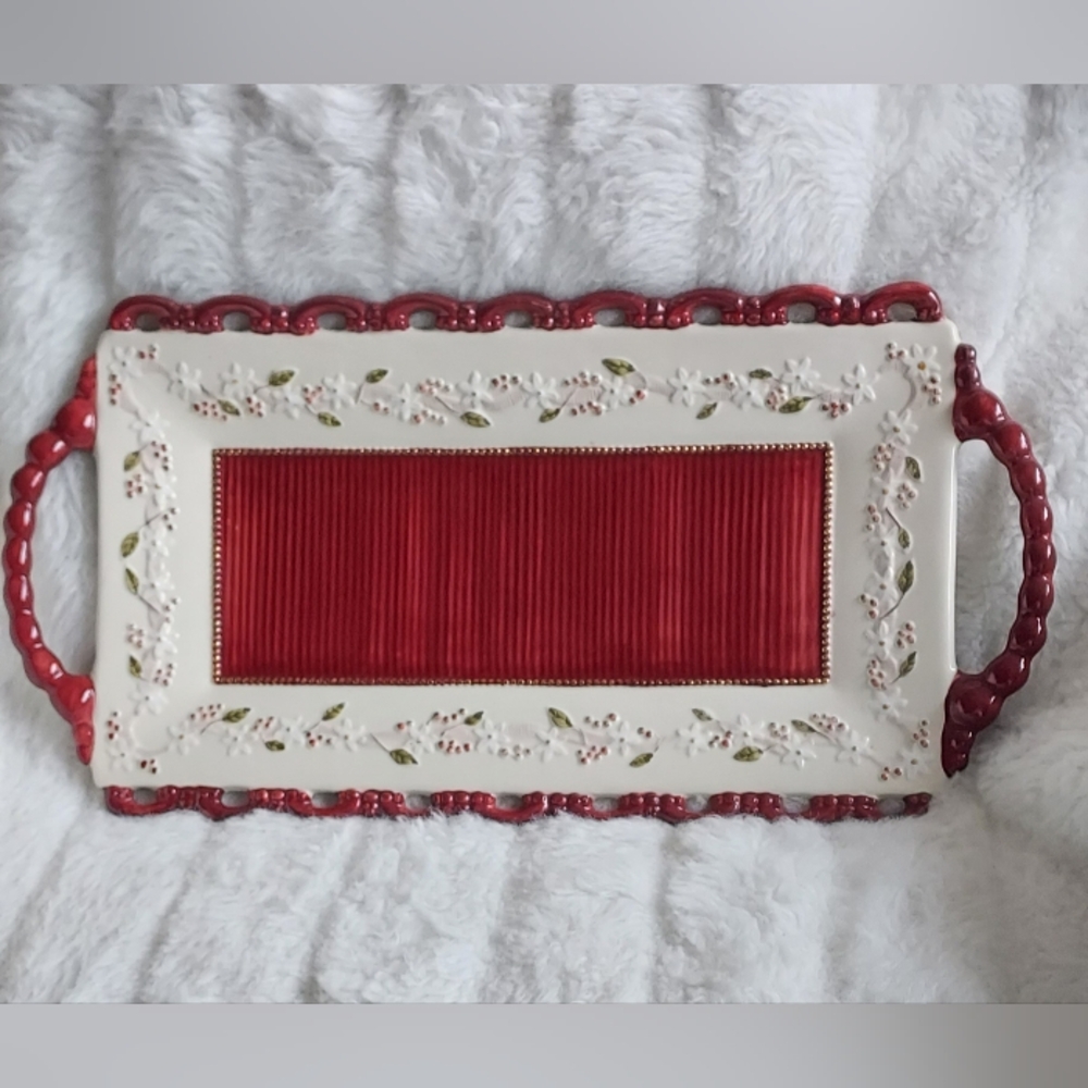 Vintage Amscan rectangle hand painted serving plate